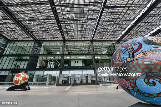 Picture taken at the headquarters of the Mexican Football Federation in Toluca, Mexico, on June 13, 2018 day in which FIFA announced the United...