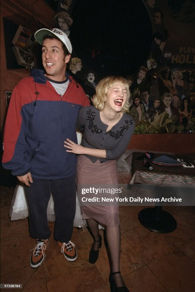 Drew Barrymore and Adam Sandler promoting their movie "The W