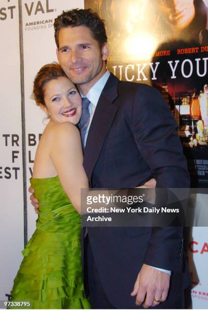 Drew Barrymore and Eric Bana arrive at the Borough of Manhattan Community College's Tribeca Performing Arts Center for the world premiere of the...