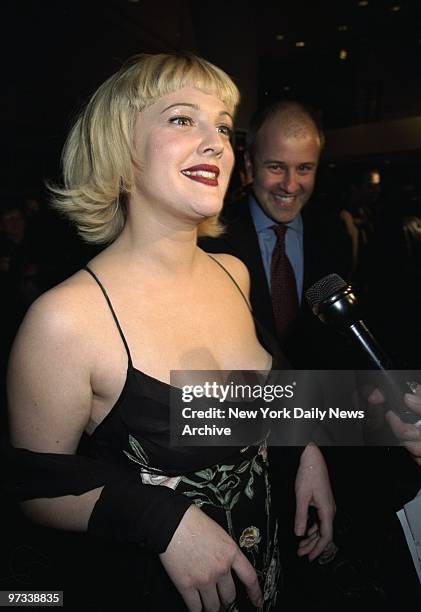 Drew Barrymore attending movie premiere of "The Wedding Singer" at Sony Lincoln Square.