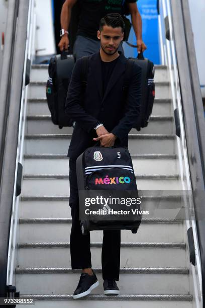 Diego Reyes of Mexico arrives to Sheremetyevo International Airport to partcipate in the FIFA World Cup Russia 2018 on June 11, 2018 in Moscow,...