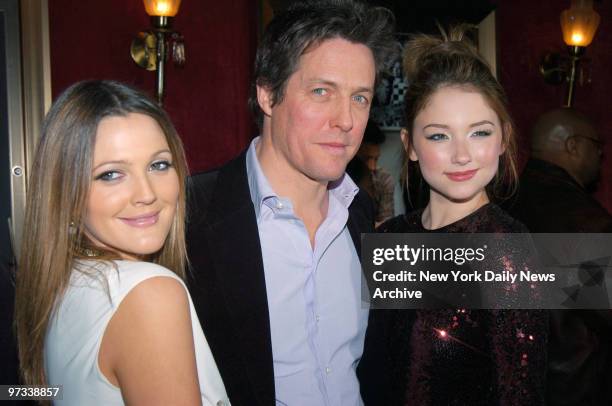 Drew Barrymore, Hugh Grant and Haley Bennett are at the Ziegfeld Theatre for the New York premiere of the movie "Music and Lyrics." They star in the...