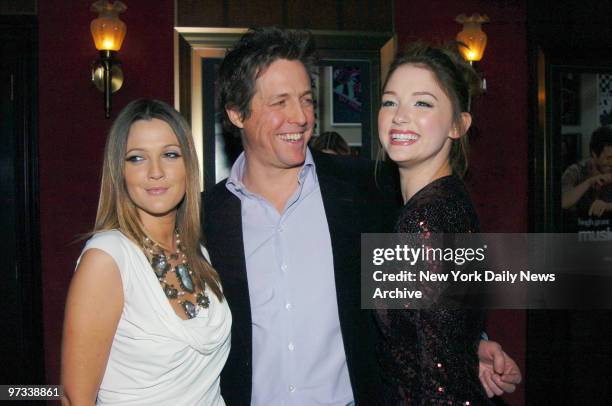 Drew Barrymore, Hugh Grant and Haley Bennett are at the Ziegfeld Theatre for the New York premiere of the movie "Music and Lyrics." They star in the...