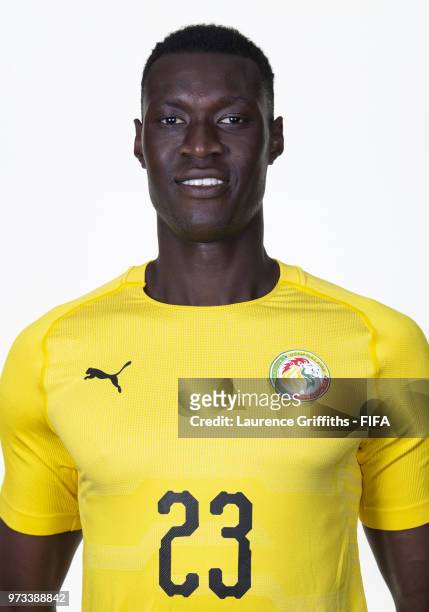 Alfred Gomis of Senegal poses for a portrait during the official FIFA World Cup 2018 portrait session at the Team Hotel on June 13, 2018 in Kaluga,...
