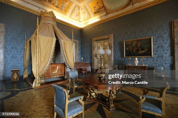 The bedroom of King Francis II of Bourbon in the royal apartments inside the Royal Palace of Caserta.