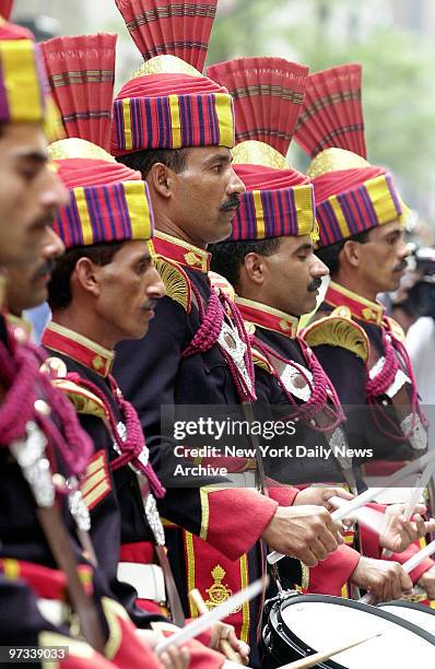 Drummers of the Pakistan Amry Artilery Band march in the Pakistani Day Parade on Madison Ave.