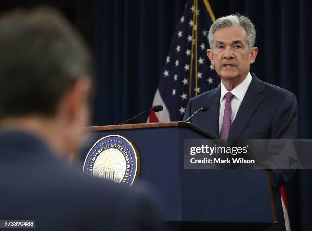 Federal Reserve Chairman Jerome Powell speaks during a news conference June 13, 2018 in Washington, DC. After a two-day meeting the Chairman Powell...
