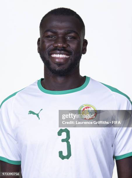 Kalidou Koulibaly of Senegal poses for a portrait during the official FIFA World Cup 2018 portrait session at the Team Hotel on June 13, 2018 in...