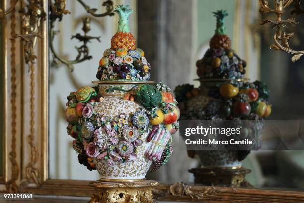 Precious vase in one of the rooms in the royal apartments inside the Royal Palace of Caserta.