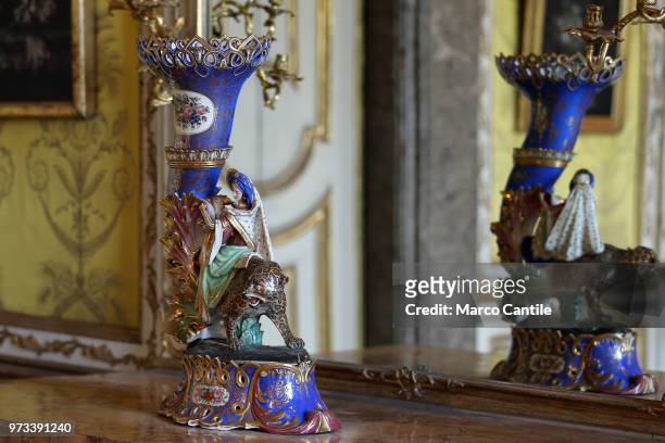 Precious vase in one of the rooms in the royal apartments inside the Royal Palace of Caserta.
