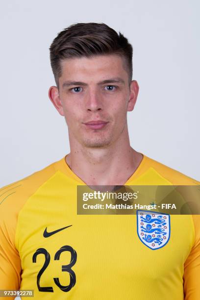 Goalkeeper Nick Pope of England poses for a portrait during the official FIFA World Cup 2018 portrait session at on June 13, 2018 in Saint...