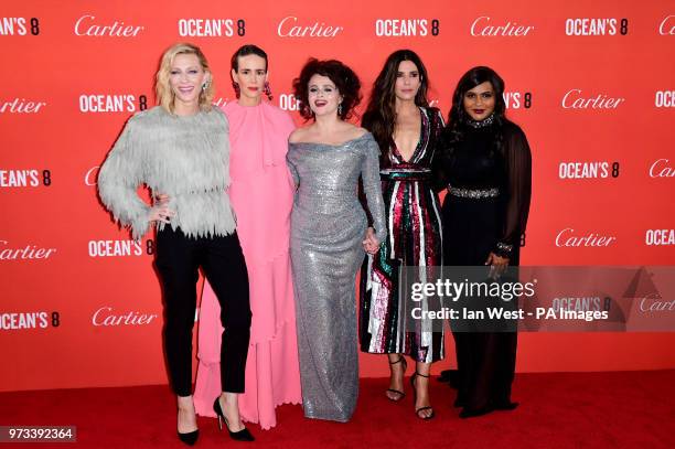 Cate Blanchett, Sarah Paulson, Helena Bonham Carter, Sandra Bullock and Mindy Kaling attending the European premiere of Oceans 8, held at the...
