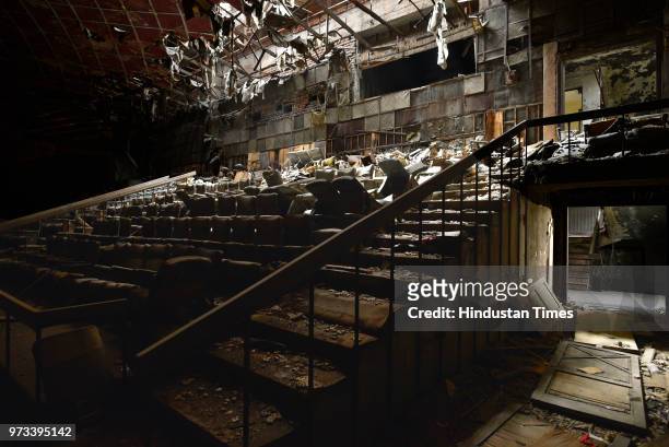 Desolate view of Uphaar Cinema Hall as the building remained sealed for 21 years at Green Park on June 13, 2018 in New Delhi, India. It was on June...