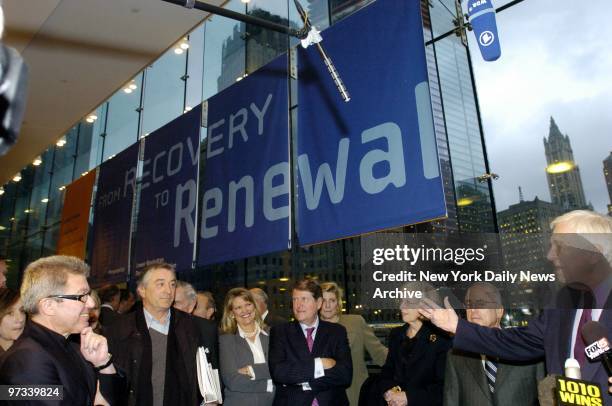 World Trade Center master planner Daniel Libeskind and actor Robert De Niro listen to Robert Whitehead , chairman of the Lower Manhattan Development...