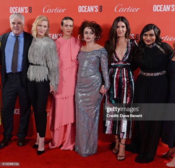 Gary Ross, Cate Blanchett, Sarah Paulson, Helena Bonham Carter, Sandra Bullock and Mindy Kaling attend the "Ocean's 8" UK Premiere held at Cineworld...