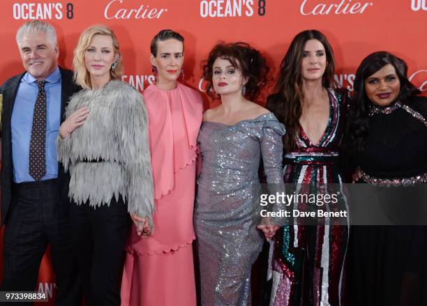 Gary Ross, Cate Blanchett, Sarah Paulson, Helena Bonham Carter, Sandra Bullock and Mindy Kaling attend the "Ocean's 8" UK Premiere held at Cineworld...