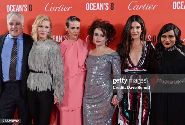 Gary Ross, Cate Blanchett, Sarah Paulson, Helena Bonham Carter, Sandra Bullock and Mindy Kaling attend the "Ocean's 8" UK Premiere held at Cineworld...