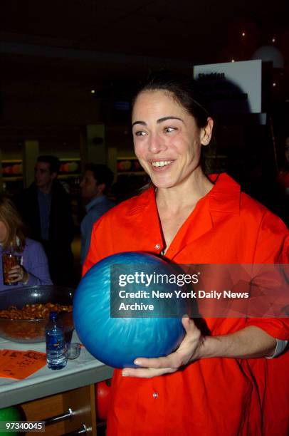 Yancy Butler takes part in the Second Stage Theatre's 18th Annual All-Star Bowling Classic at Leisure Time Bowling Lanes in the Port Authority Bus...