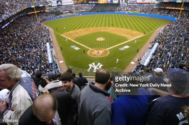 Yankee Stadium is filled as the New York Yankees beat the Chicago White Sox, 3-1, in their home opener.