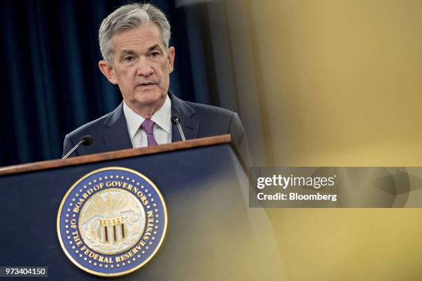 Jerome Powell, chairman of the U.S. Federal Reserve, speaks during a news conference following a Federal Open Market Committee meeting in Washington,...