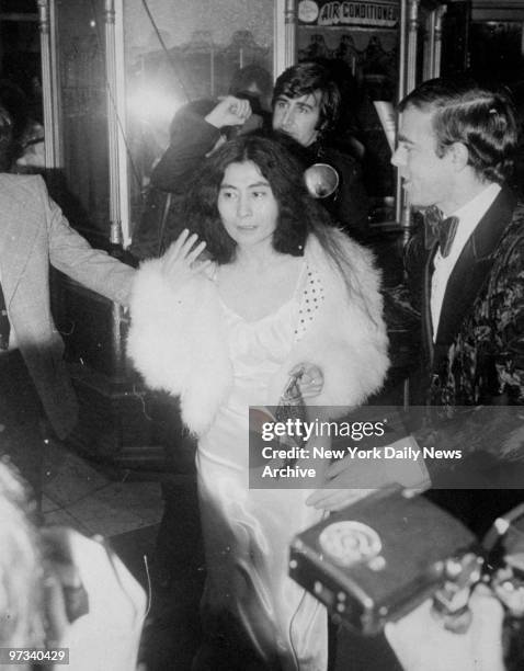 Yoko Ono arrives for the premiere of "Sgt. Pepper's Lonely Hearts Club Band" at the Beacon Theatre.