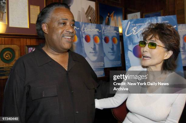 Yoko Ono, John Lennon's widow, greets the Rev. Al Sharpton during an after-party at Sardi's on W. 44th St. Celebrating the opening night of the new...