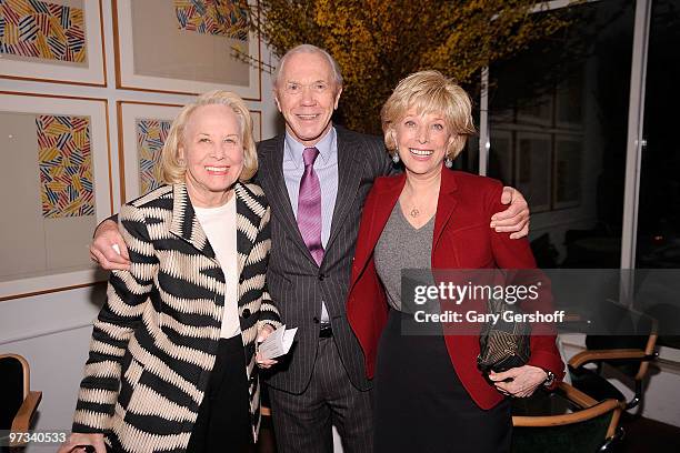 Honoraray Chair, Liz Smith, Chairman, Literacy Partners, Peter Brown, and television journalist Leslie Stahl, attend the Literacy Partners 26th...