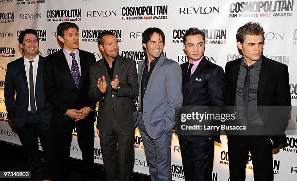 Josh Schwartz, Dr. Mehmet Oz, Chris O'Donnell, Stephen Moyer, Ed Westwick and Paul Wesley attend Cosmopolitan Magazine's Fun Fearless Males of 2010...
