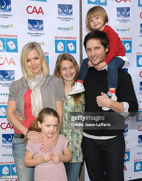 Actors Jennie Garth and Peter Facinelli with daughters Fiona Eve Facinelli, Luca Bella Facinelli and Lola Ray Facinelli attend the 1st annual Milk +...