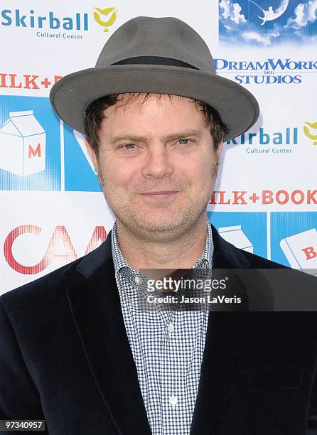 Actor Rainn Wilson attends the 1st annual Milk + Bookies Story Time Celebration at Skirball Cultural Center on February 28, 2010 in Los Angeles,...