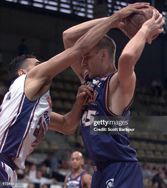 Simon Dwight of the Razorbacks in action during the West Sydney Razorbacks v Canberra Cannons NBL match played at the State Sports Centre, Sydney,...