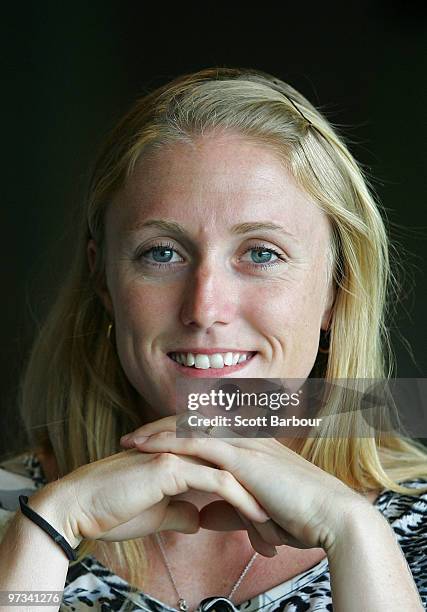 Athlete Sally McLellan of Australia poses during the John Landy lunch club media conference at Melbourne Cricket Ground on March 2, 2010 in...