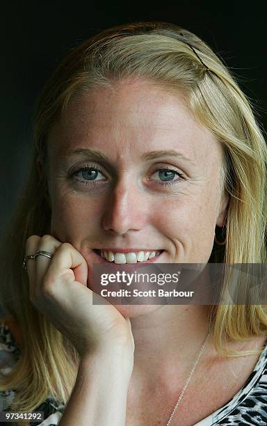 Athlete Sally McLellan of Australia poses during the John Landy lunch club media conference at Melbourne Cricket Ground on March 2, 2010 in...