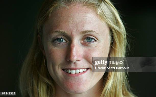 Athlete Sally McLellan of Australia poses during the John Landy lunch club media conference at Melbourne Cricket Ground on March 2, 2010 in...