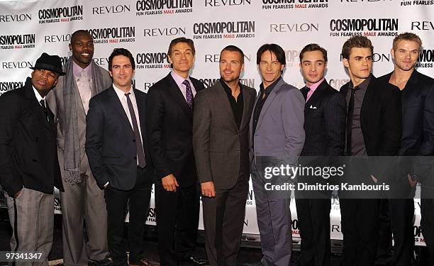 Ne-Yo, Terrell Owens, Josh Schwartz, Dr. Mehmet Oz, Chris O'Donnell, Stephen Moyer, Ed Westwick, Paul Wesley and Kellan Lutz attend Cosmopolitan...