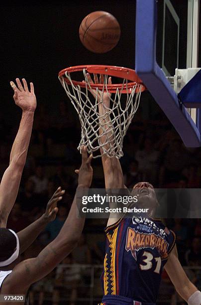 John Rillie of the Razorbacks in action during the West Sydney Razorbacks v Canberra Cannons NBL match played at the State Sports Centre, Sydney,...