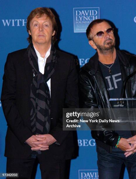 Paul McCartney and Ringo Starr at the David Lynch Foundation "Change Begins Within" Press Conference held at Radio City Music Hall