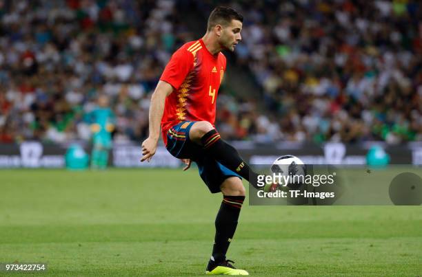 Nacho Fernandez of Spain controls the ball during the friendly match between Spain and Tunisia at Krasnodar's stadium on June 9, 2018 in Krasnodar,...