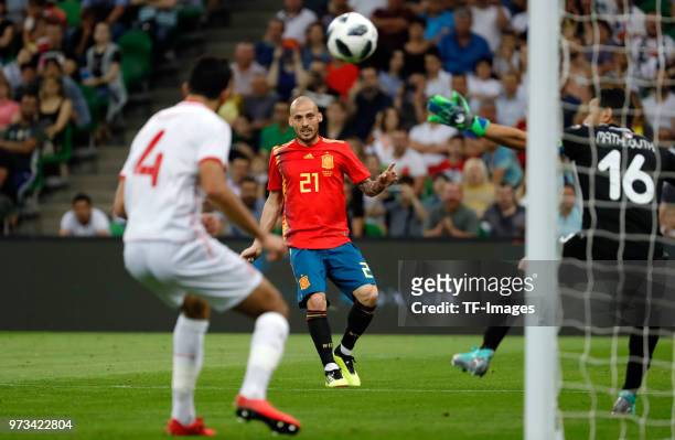 David Silva of Spain controls the ball during the friendly match between Spain and Tunisia at Krasnodar's stadium on June 9, 2018 in Krasnodar,...