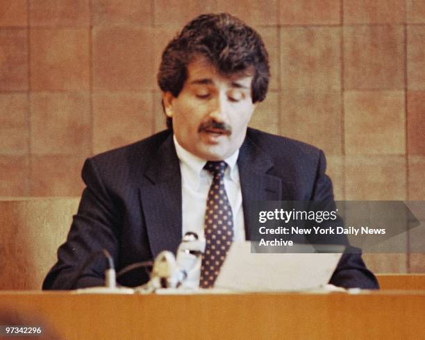 Paul Solomon whose wife Betty Jean Solomon was murder by his lover Carolyn Warmus testifies at Westchester County Courthouse in the 'Fatal...