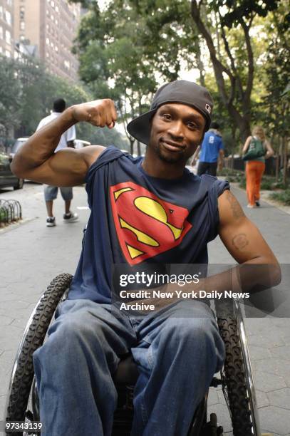 Percy Carey, aka rapper M.F. Grimm, writer of "Sentences", a graphic novel for D.C. COmics. Photographed at 77th and Central Park West in Manhattan.