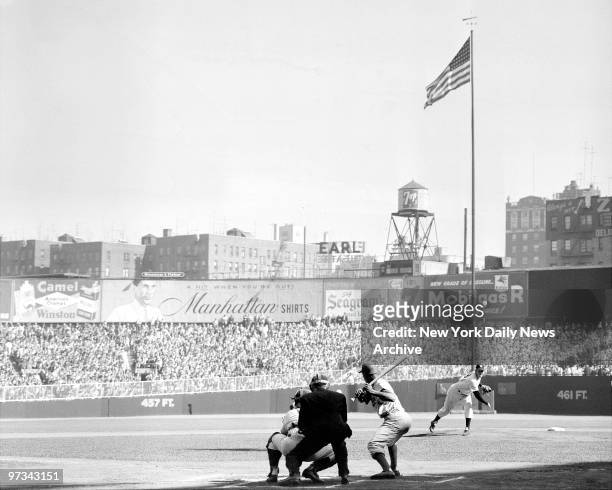Perfection Personified! Yankees' Man of the Moment, Don Larsen first pitch of game 5 to Gilliam, and of course it was a strike. Larsen hurled first...