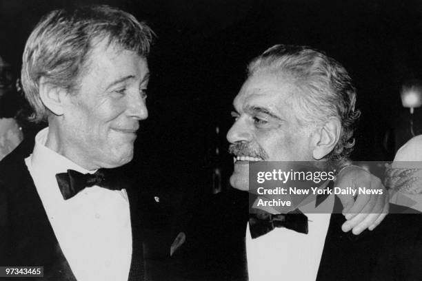 Peter O'Toole and Omar Sharif attend re-release of their movie "Lawrence of Arabia" at Ziegfeld Theatre.