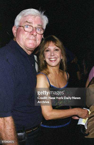 Phil Donahue and wife Marlo Thomas arrive for the opening night of Chekhov's "The Seagull" at the Delacorte Theater in Central Park. Rain...