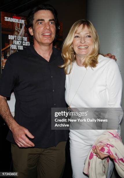 Peter Gallagher and wife Paula is on hand at the world premiere of the movie "Mr. Deeds" at the Loews Lincoln Square theater.