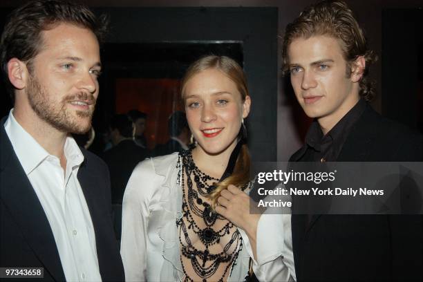 Peter Sarsgaard , Chloe Sevigny and Hayden Christensen get together at the Greenwich Village restaurant Hue following a screening of their movie,...