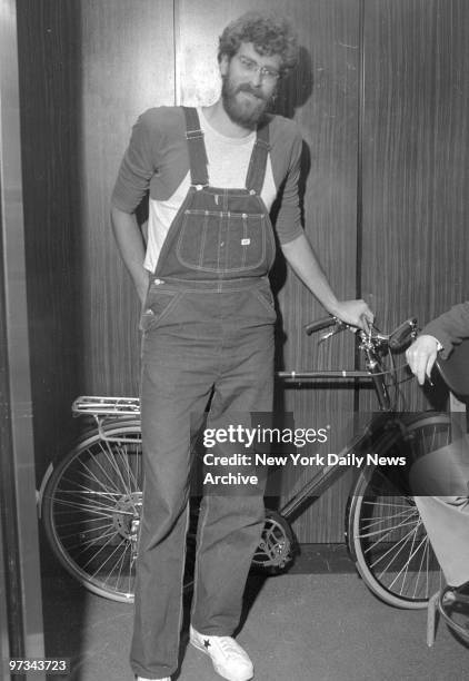 Phil Jackson stops by Knicks offices at Madison Square Garden with his bicycle on the day of the college draft.