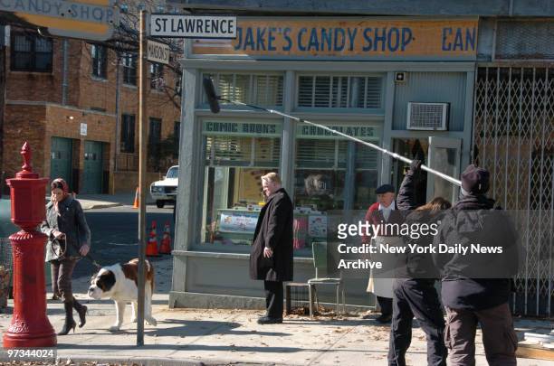 Phillip Seymour Hoffman at the filming of the movie "Doubt" on St Lawrence Ave in the Bronx and the director -screenwriter John Patrick Shanley...