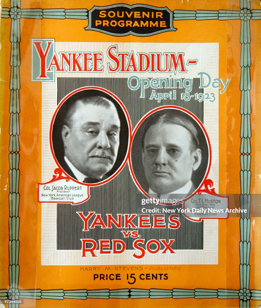 Photo of an original Opening Day Program for Yankee Stadium