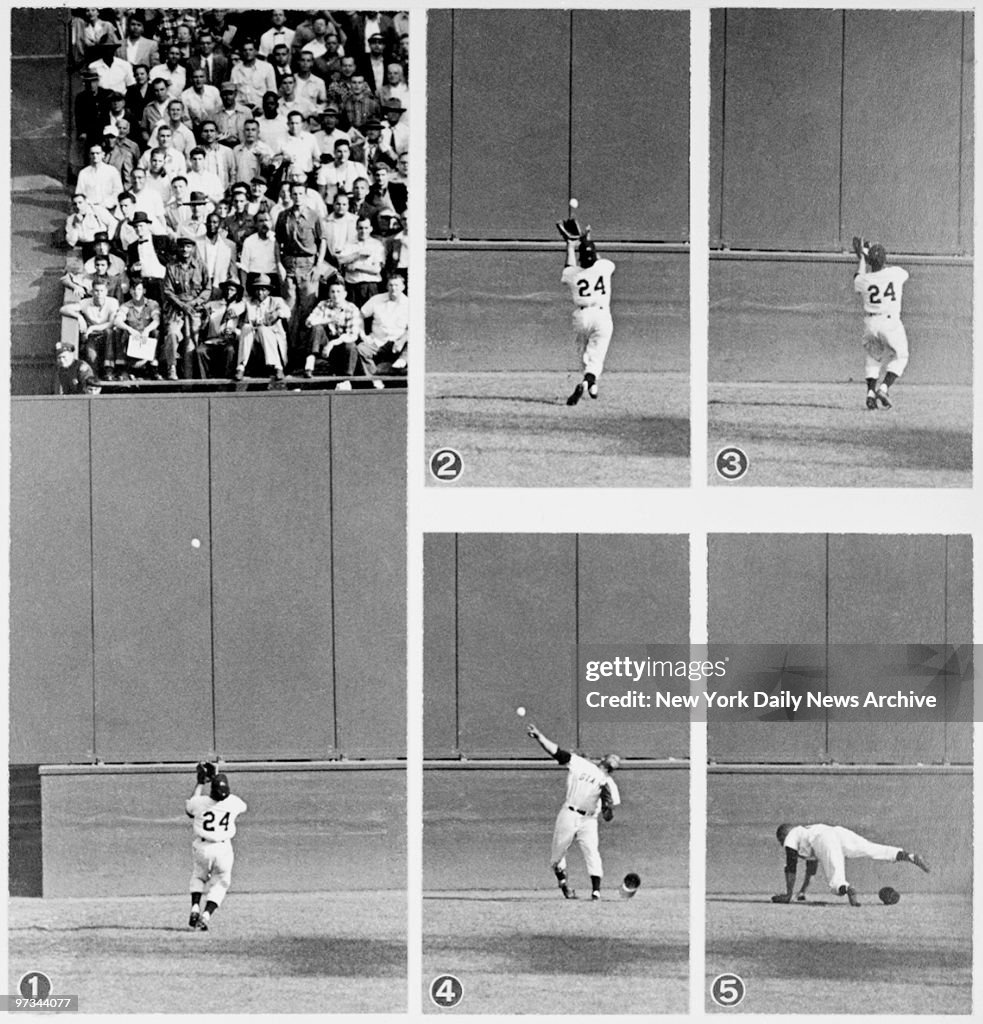 Photo sequence: Willie Mays makes his famous catch off the b